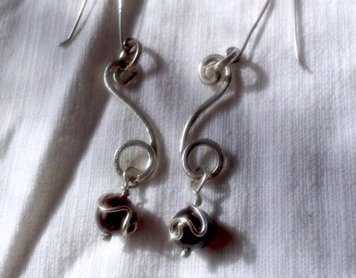 Pendientes Plata Fina Con Granate